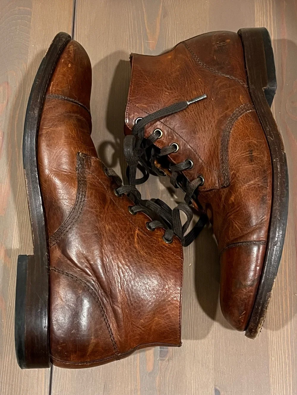 Frye Chukka Ankle Boots Size 10 Brown Leather Lace Up Casual Minimalist Designer